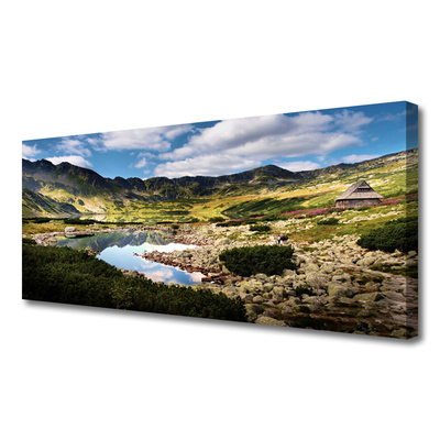 Obraz canvas Błękitne Jezioro u Stóp Gór