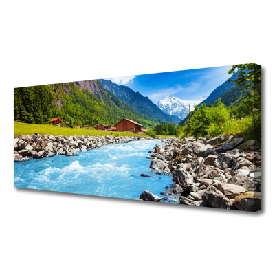 Obraz canvas Kręta Rzeka w Górskiej Dolinie
