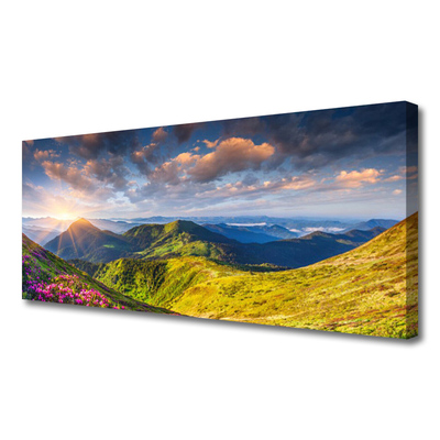 Obraz Canvas Góry Słońce Łąka Krajobraz