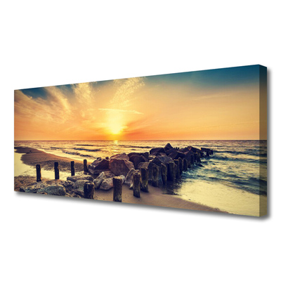 Obraz Canvas Plaża Falochron Morze Zachód