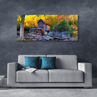 Obraz canvas Zabytkowy Młyn w Jesiennym Lesie