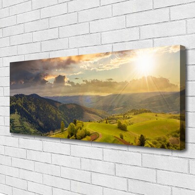 Obraz Canvas Góry Łąka Zachód Słońca