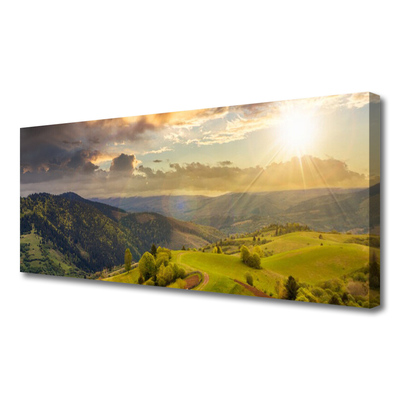Obraz Canvas Góry Łąka Zachód Słońca