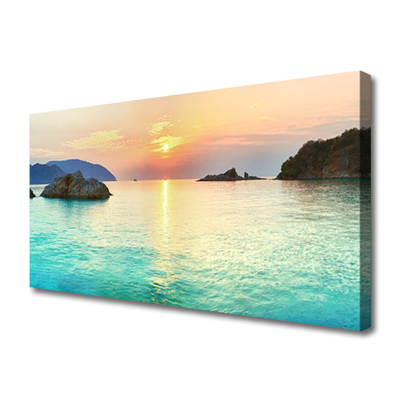 Obraz Canvas Słońce Skały Morze Krajobraz