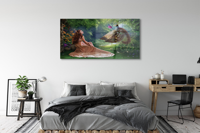 Obraz na szkle Bażant kobieta las