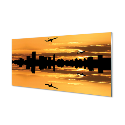 Obraz na szkle Samoloty miasto słońce