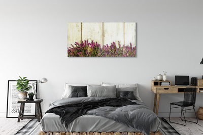 Obraz na szkle Fioletowe kwiaty deski