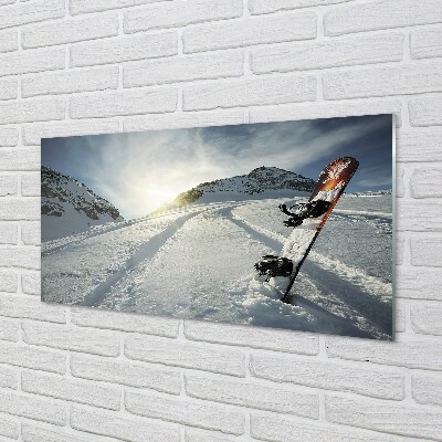 Obraz na szkle Deska w śniegu góry