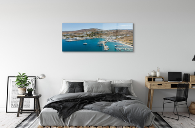Obraz na szkle Grecja Wybrzeże góry miasto