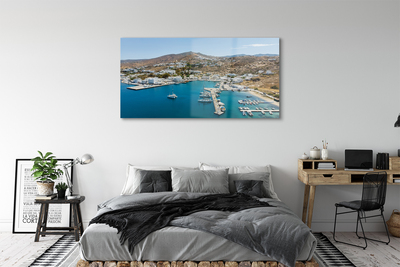 Obraz na szkle Grecja Wybrzeże góry miasto