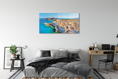 Obraz na szkle Grecja Morze miasto wybrzeże