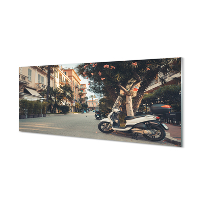 Obraz na szkle Motocykle palmy miasto lato