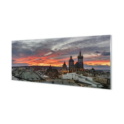 Obraz na szkle Kraków Zachód słońca panorama