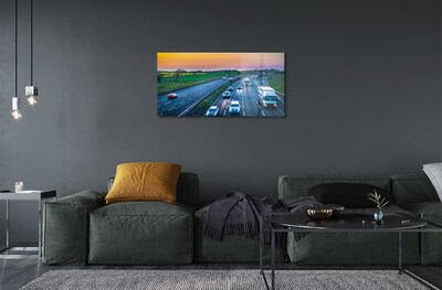 Obraz na szkle Autostrada niebo auta