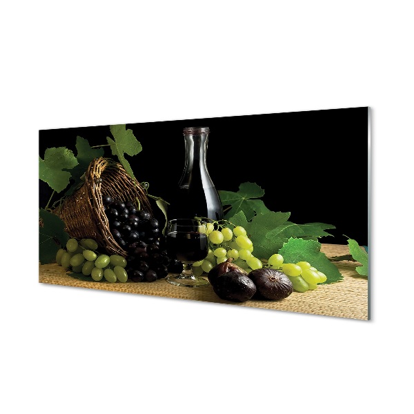 Obraz na szkle Kosz liście winogrono wino
