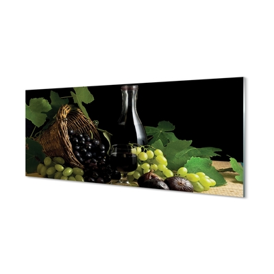 Obraz na szkle Kosz liście winogrono wino