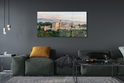 Obraz na szkle Hiszpania Zamek las góry