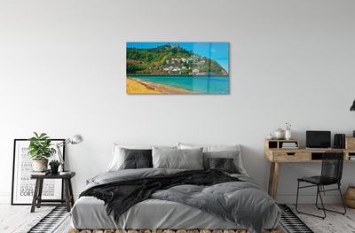 Obraz na szkle Hiszpania Plaża góry miasto