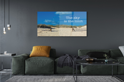 Obraz na szkle Plaża niebo napis