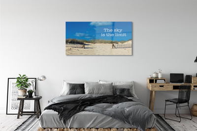 Obraz na szkle Plaża niebo napis