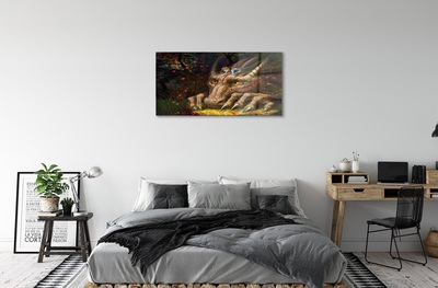 Obraz na szkle Głowa smoka las dziewczynka