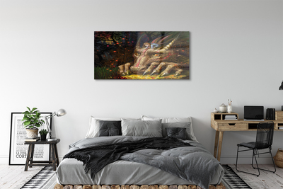 Obraz na szkle Głowa smoka las dziewczynka