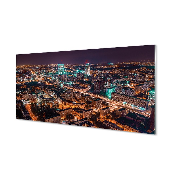 Obraz na szkle Warszawa Miasto noc panorama