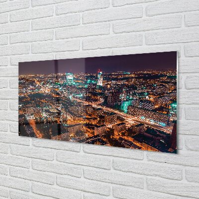 Obraz na szkle Warszawa Miasto noc panorama