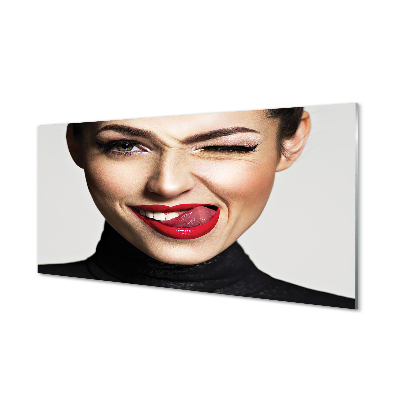 Obraz na szkle Kobieta czerwone usta