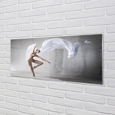 Obraz na szkle Kobieta taniec biały materiał