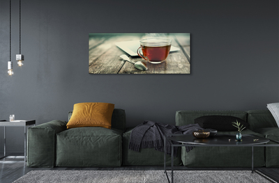 Obraz na szkle Ciepła herbata łyżeczka