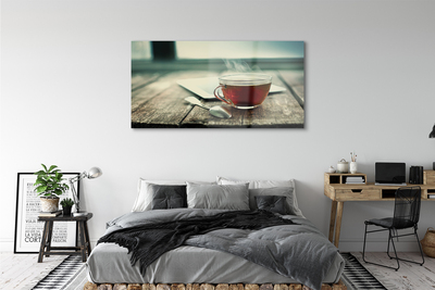 Obraz na szkle Ciepła herbata łyżeczka