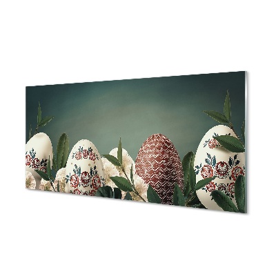 Obraz na szkle Liście jajka kwiaty