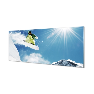 Obraz na szkle Śnieg deska człowiek góry