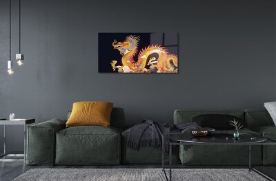 Obraz na szkle Złoty smok japoński