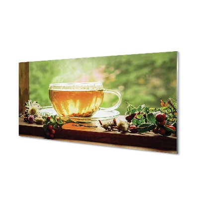 Obraz na szkle Gorąca herbata zioła
