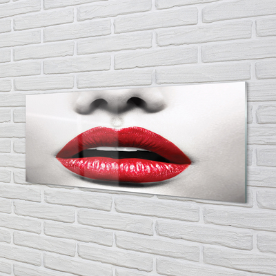 Obraz na szkle Czerwone usta nos kobieta