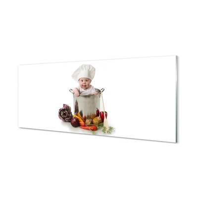 Obraz na szkle Dziecko w garnku warzywa