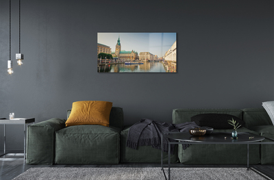 Obraz na szkle Niemcy Rzeka katedra Hamburg