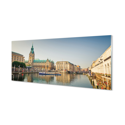 Obraz na szkle Niemcy Rzeka katedra Hamburg