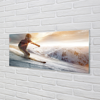 Obraz na szkle Człowiek kijki narty