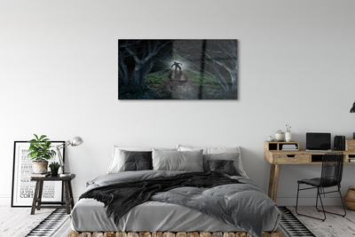 Obraz na szkle Ciemno las postać drzewa