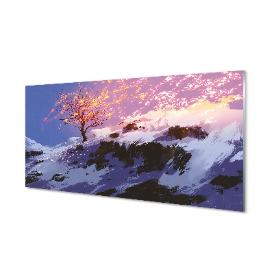 Obraz na szkle Zima góry drzewo