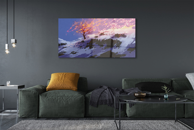 Obraz na szkle Zima góry drzewo