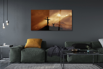 Obraz na szkle Światło Jezus krzyż