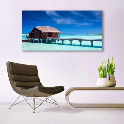 Obraz na Szkle Morze Plaża Dom Architektura
