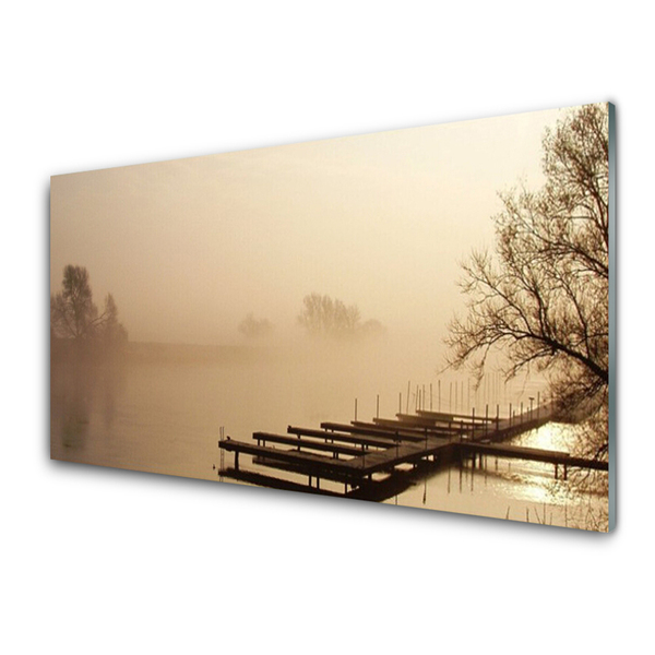 Obraz na Szkle Most Woda Mgła Krajobraz