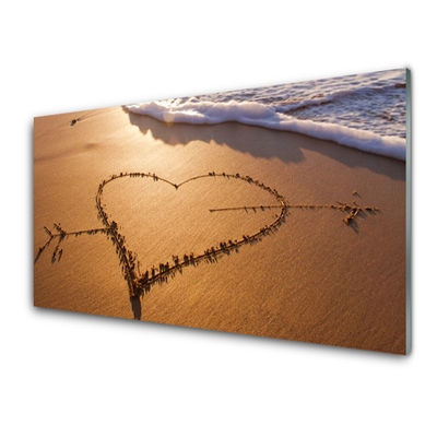 Obraz na Szkle Plaża Serce Morze Sztuka