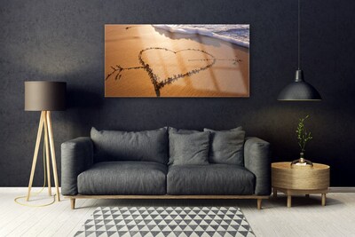 Obraz na Szkle Plaża Serce Morze Sztuka
