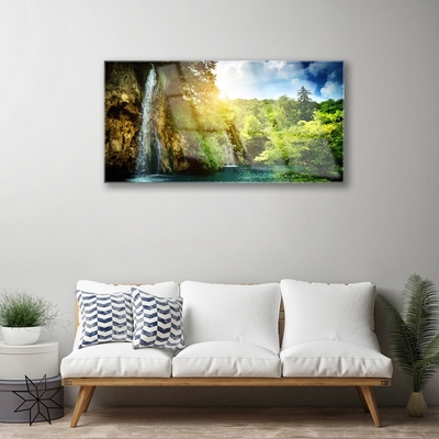Obraz na Szkle Wodospad Drzewa Krajobraz